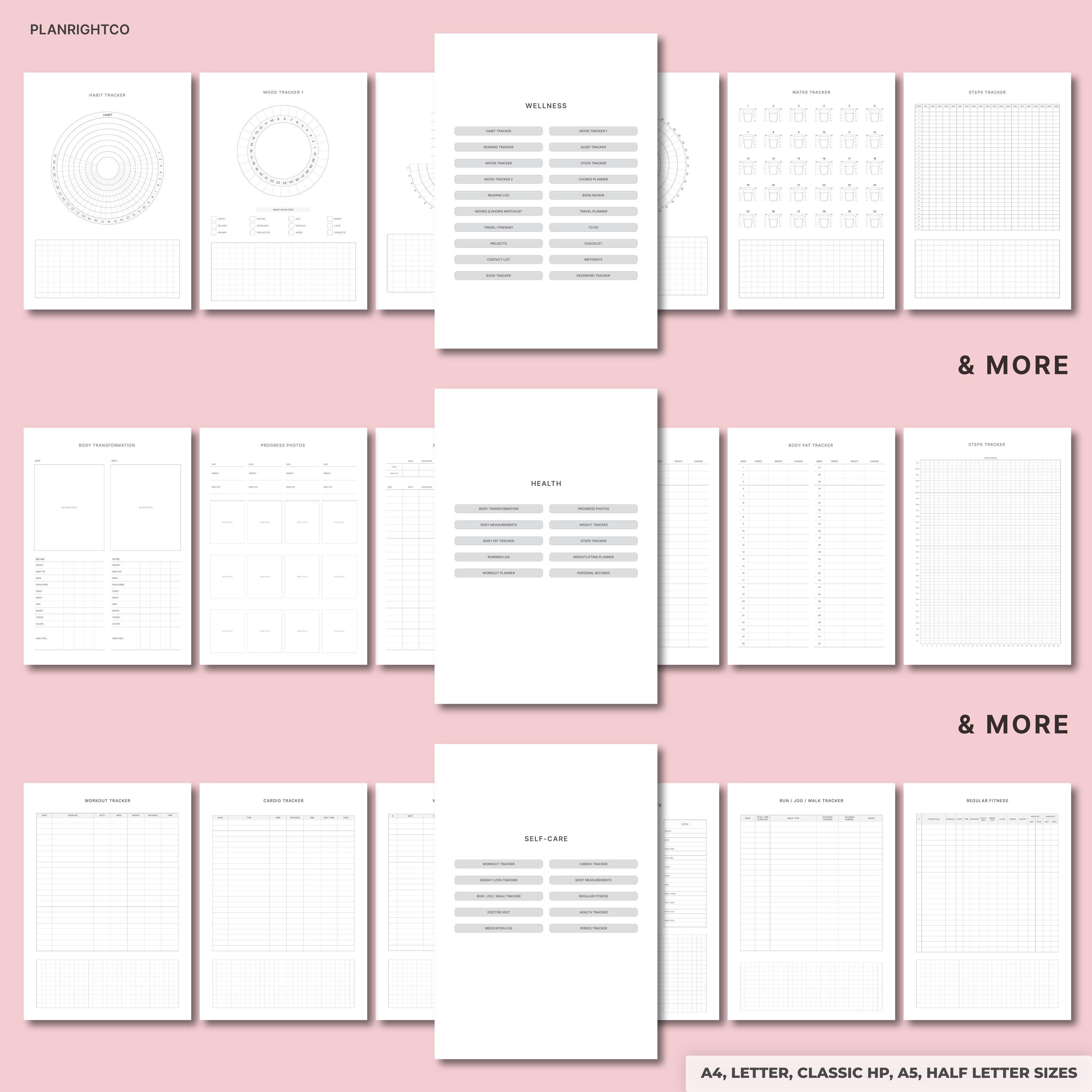 Printable Wellness Planner | Self-care, Mood | Habit Tracker ...