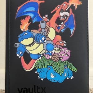 Custom, Hand-Painted Pokemon Card Binder/VaultX 9 Pocket Binder/“The Big Three”