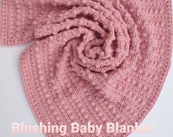 Blushing Baby Blanket Crochet Pattern, Newborn/ Baby Gift, Easy Blanket Crochet Pram Blanket Crochet