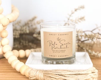 Palo Santo Patchouli Soy Candle, Candle Gift, Non-Toxic Candles, Scented, Handmade, Vegan, Eco Friendly