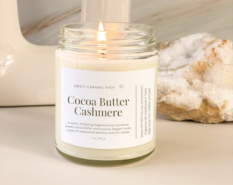 Cocoa Butter Cashmere Soy Candle, Birthday Gift, Housewarming Gift, Gift for her, Mother's Day Gift, Thank you Gift, Party Favors, Handmade