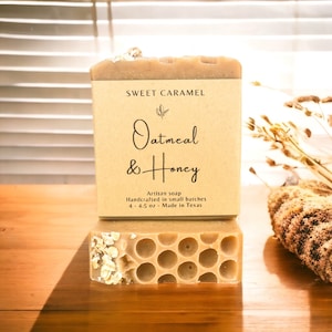 Oatmeal Honey Soap, Handmade Soap bar, Exfoliating Soap, Sensitive Skin, Body Soap, All Natural Soap, Palm Free Soap, Party Favors