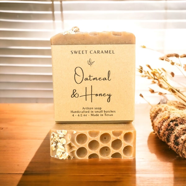 Oatmeal Honey Soap, Handmade Soap bar, Exfoliating Soap, Sensitive Skin, Body Soap, All Natural Soap, Palm Free Soap, Party Favors