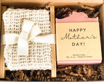 Mother's Day Gift, Personalized Soap Gift Box, Handmade Soap Bar, Gift for her, Vegan bar soap, with Soap Saver Bag and Soap Dish