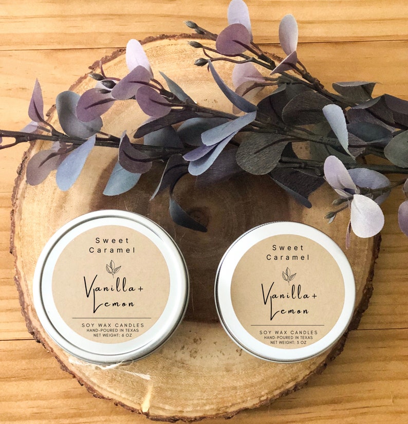 Vanilla & Lemon Candle, Homemade Candles, Soy Candle Handmade, Christmas Gift, Holiday, Birthday Gift, Gift for her, Party Favors, Vegan image 2