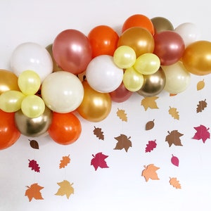 DIY Boho Fall Harvest Party Balloon Garland Kit, Thanksgiving Balloon Arch, Little Pumpkin Baby Shower Decoration, Orange and Gold Balloons