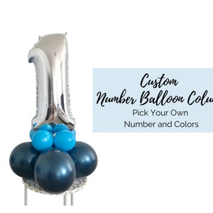 Custom Number Balloon Column Kit, Gold/Silver/Rose Gold/Rainbow Gradient 32&#39;&#39; Jumbo Number Balloon, Balloon Sculpture, Birthday Party Decor