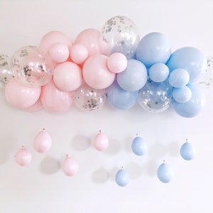Gender Reveal Balloon Garland Kit, Double Stuffed Pink and Blue Qualatex Balloon Arch, Pastel Birthday Decoration, Baby Shower Backdrop