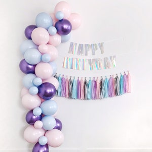 DIY Qualatex Double Stuffed Pastel  Balloon Garland Arch Kit, Custom Matte Pink and Blue Balloon Garland, Birthday, Baby Shower Decoration