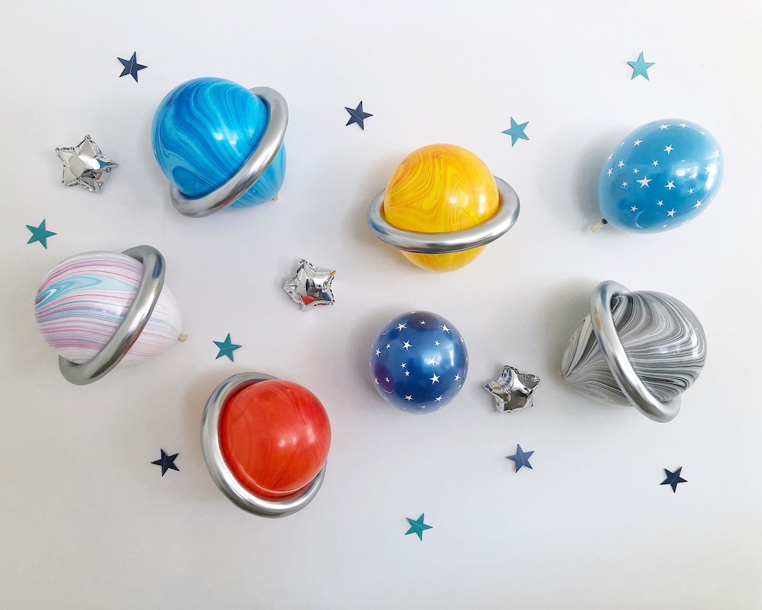 Balloons Set, Qualatex Galaxy Balloon W/ Silver Ring Balloon