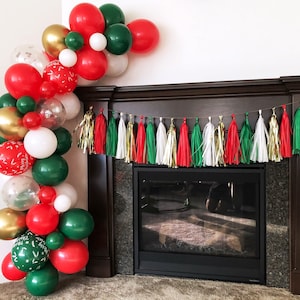 Christmas Balloon Garland Kit, DIY Merry Christmas Balloon Arch, Xmas Holiday Party Decoration, Snowflake Confetti Balloon, Qualatex Balloon