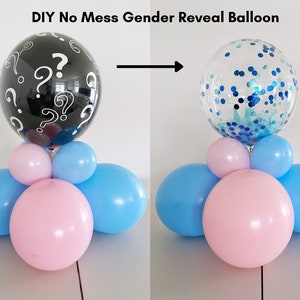 DIY No Mess Gender Reveal Balloon Column, Boy or Girl Gender Reveal Party Balloon, Mystery Jumbo Black Gender Reveal Popping Balloon