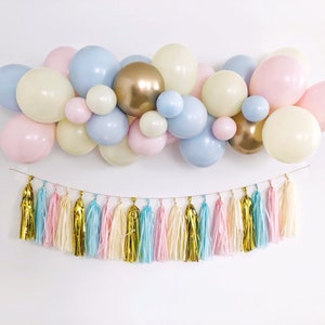 Gender Reveal Matte Pink and Blue Balloon Garland Kit, Qualatex Double Stuffed Pastel Balloon, Neutral Balloon Arch, Rainbow Macaron Balloon