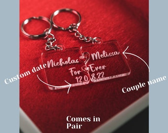 Personalized Couples Puzzle Keyring Acrylic - Perfect for Anniversary or Valentine's Day Gift