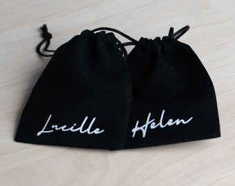 Personalised Velvet Jewellery Pouch with Drawstring / Wedding Gift / Mother's Day