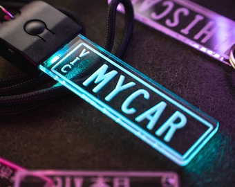 Australian License Plate - Personalised Rechargeable RGB Colour changing Light Up License Plate Keyring