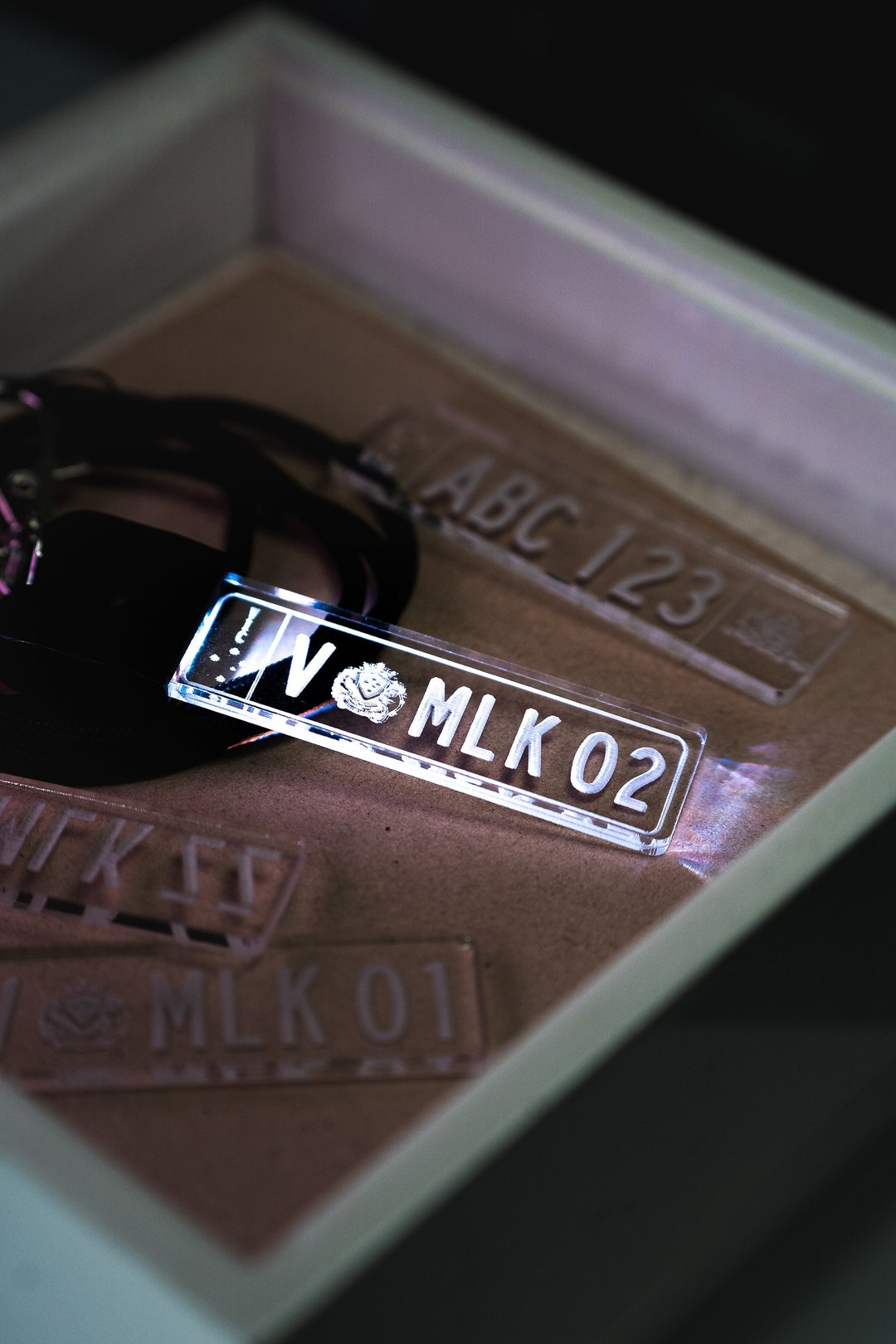 LED Rechargeable Number Plate Keychain Australian Euro Style