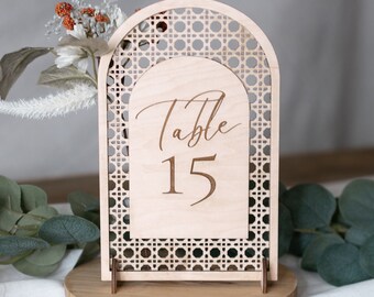 Boho Table Numbers | Wedding Table Numbers | Wood Table Numbers | Bohemian Wedding | Rattan Wedding | Wedding Centerpiece