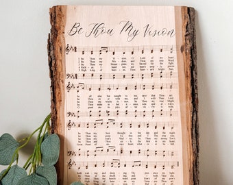 Engraved "Be Thou My Vision" Hymn ~13”x10” Live Edge Wooden Wall Sign, Hymnal Page, Rustic Home Decor