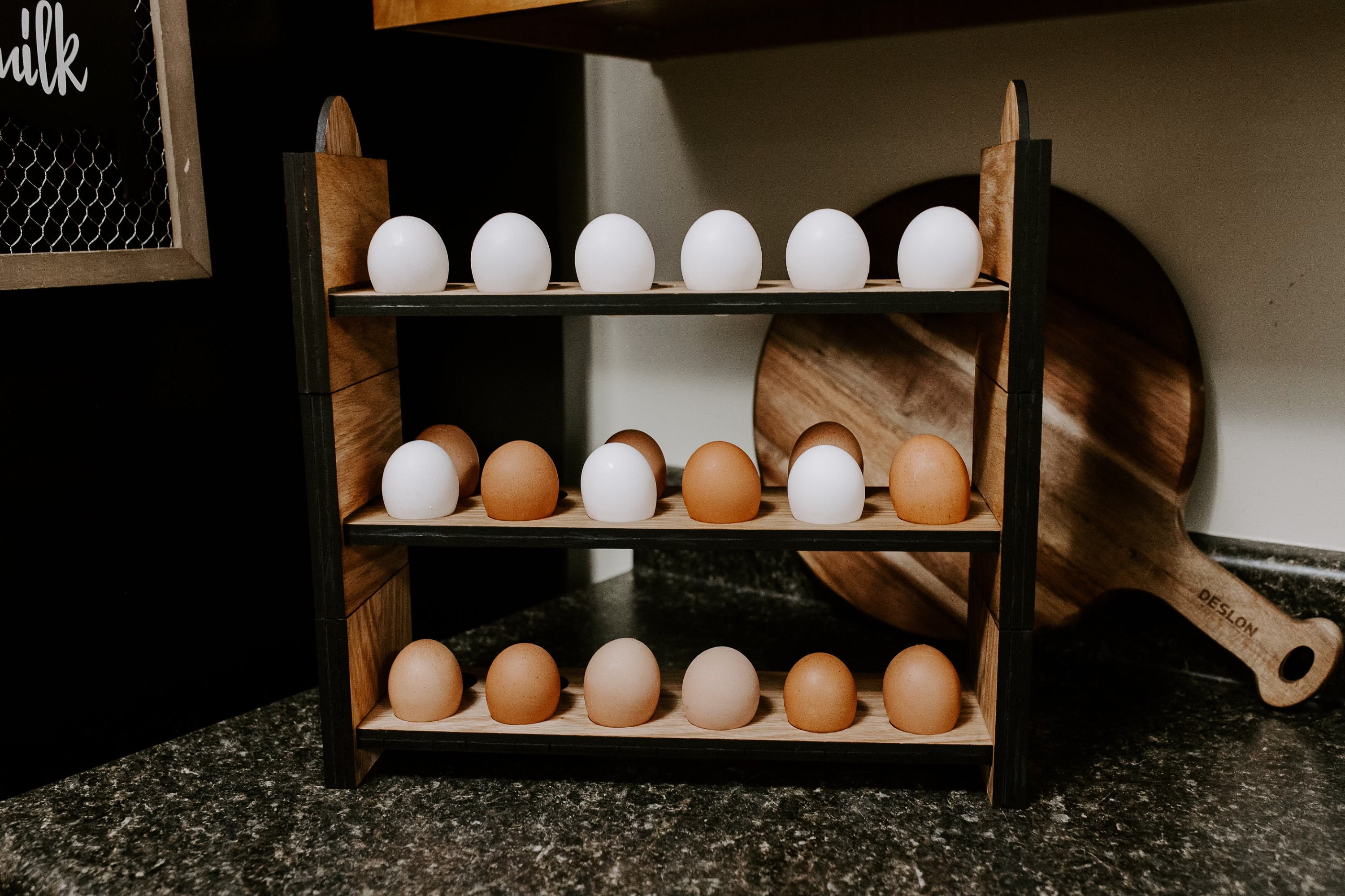 Farmhouse Stackable Wood Egg Holder L Egg Storage L Fresh Egg