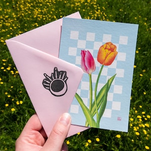 Tulipani Felice Primavera Illustrazione (A6) | biglietto di auguri con busta