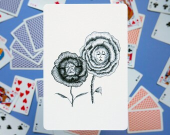 Alice in wonderland talking flower print | inkt illustration (10x15cm / 14,8 x 21 cm)