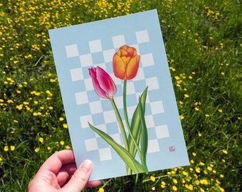 Tulips Happy Spring Illustration (A5) | digital illustration