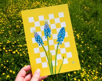 Grape hyacinths cheerful spring illustration (A5) | digital illustration