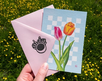Tulpen Happy Spring Illustration (A6) | Grußkarte mit Umschlag