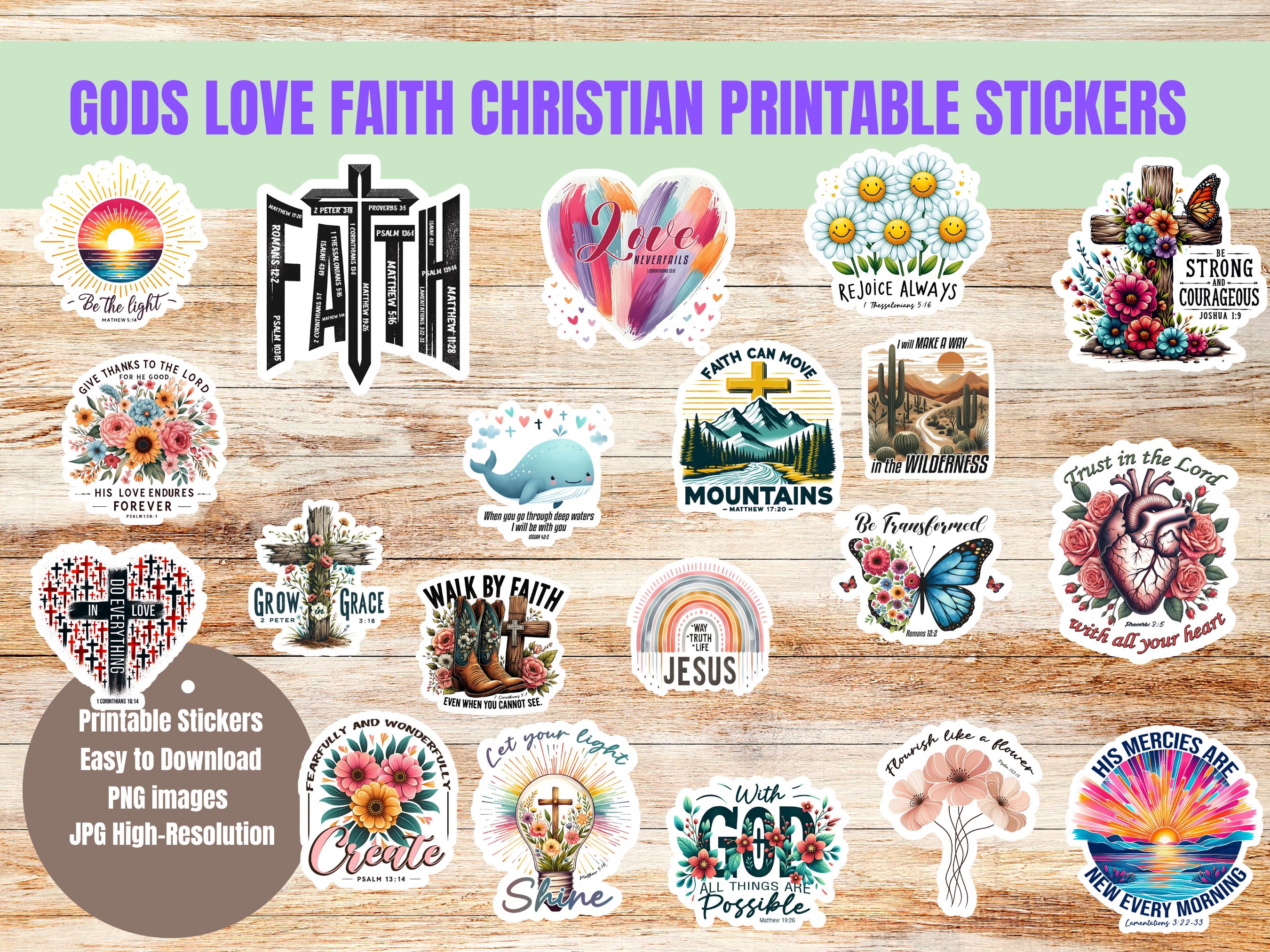 Christian Printable Stickers, Faith-inspired Planner Stickers (digital ...