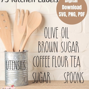 75 キッチン ラベル、SVG、SVG カット ファイル、即時ダウンロード、デジタル ダウンロード、パントリー デカール、ラベル、食品ラベル、キャニスター ラベル、ラベル バンドル