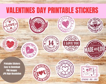 Valentine's Day Printable Stickers, Love Theme (PNG, Cricut)