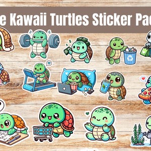 Kawaii Schildkröte Aufkleber Druckbare Schildkröten Journaling dekorieren Geschenk Idee Verpackung Aufkleber niedliche Spiegel Aufkleber Kinder Aufkleber