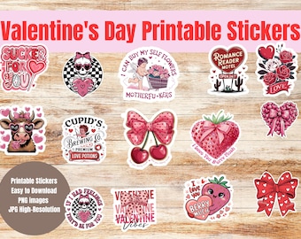 Valentine's Day Stickers, Romantic Love Designs (Digital Download)