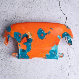 Switch Pro Controller Bottom Shell / Custom Painted / Orange and Turquoise