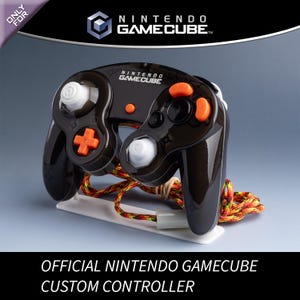 Custom Painted Official GameCube Controller /// Charcoal and Fire