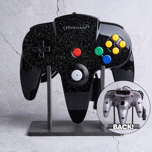 Individuell lackierter Nintendo 64 Controller, Galaxy Schwarz, Rauchgrau