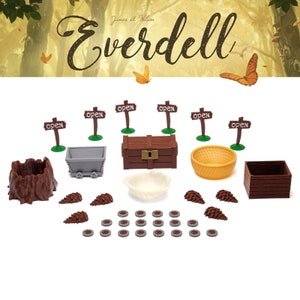 Everdell - 38-delige volledige set 3D-houders voor middelen, kaarthouders, open borden en bezette tokens