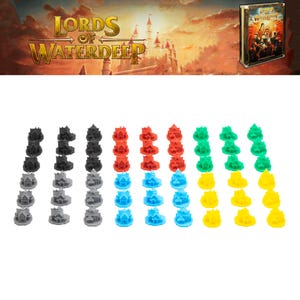 Lords of Waterdeep 3D Building Tokens Upgrade | Faction Control Markers | Skullport Compatible | Board Game Accessories