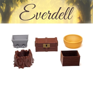 Everdell - holders for resources set amber, pebbles, wood, berries containers 3d printed | Unofficial set