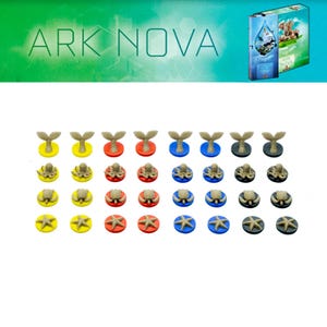 Ark Nova: Marine Worlds Expansion with Premium 3D Printed Player Tokens – 32 Detailed Marine Animal Pieces!