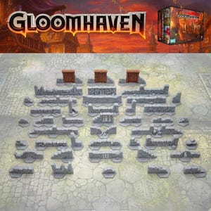 Ensemble mur + porte 3D Gloomhaven - 43 pièces - 121 carreaux hexagonaux Décor - Murs hexagonaux imprimés en 3D - Compatible avec Frosthaven et La gueule du lion - PNQ3D