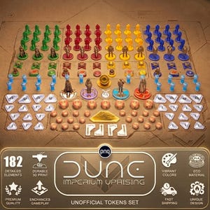 Dune Imperium Aufstand Brettspiel | Deluxe Tokens, Miniaturen, Gewürz, Solari, Wassermarker (170 Stück)