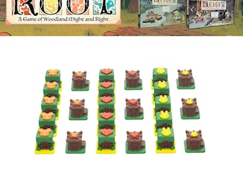 ROOT Board Game 3D Upgrade Kit – 24 Deluxe Tokens Riverfolk - Garden & Trade Post tokens