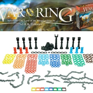 指輪戦争 第2版：3Dプリントミニチュアベースセット、滅びの山、軍旗