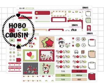 Christmas Sticker Kit | Hobonichi Cousin Weekly Kit | Cute Hobonichi Cousin Stickers | Hobonichi Weekly Kit | Cute Hobonichi Sticker Kit