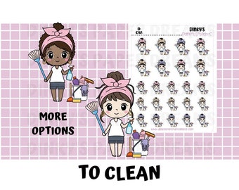 Cleaning Day Chibi Planner Stickers | To Clean Sticker Sheet