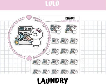 Laundry Sticker Sheet | Kawaii Washing Clothes Planner Stickers | Cute Chore Stickers for Journal and Cleaning Tracker