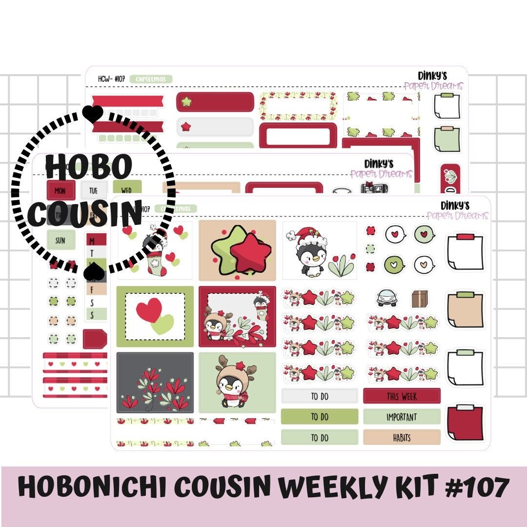 Christmas Sticker Kit Hobonichi Cousin Weekly Kit Cute Hobonichi Cousin ...