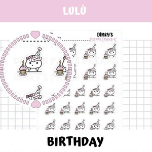 Birthday Character Sticker Sheet | Cute Birthday Character Planner Stickers | Happy Birthday Planner Stickers  | Cute character Stickers